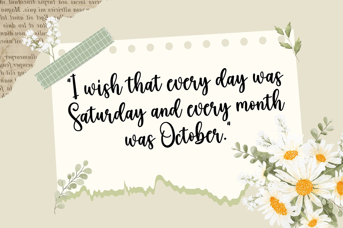 October Handwritten Calligraphy, a Handwritten Font by Aditastudios (Photo 4 of 8)