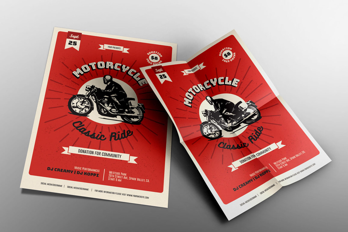 Motorcycle Classic Ride, a Flyer Template by Me55enjah Design
