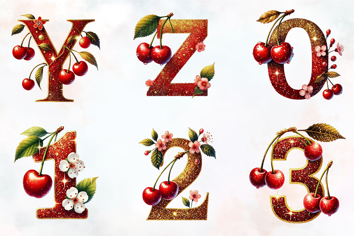 Spring cherry Alphabet clipart, an Illustration by RobertsArt (Photo 7 of 7)