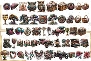 Shabby Chic Steampunk Clipart Bundle, an Illustration by NiiiNArt (Thumbnail 4 of 6)