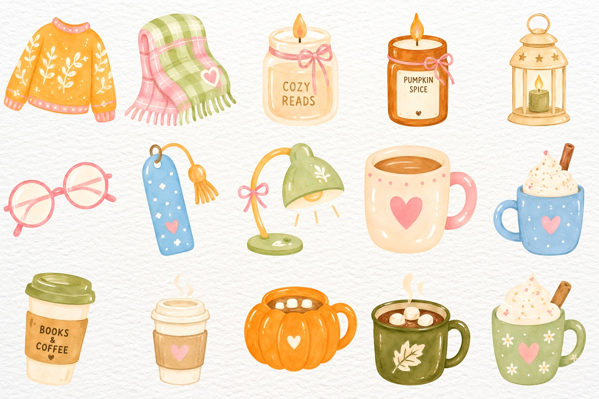 Books Lover Fall Clipart Autumn PNG, a Seasonal Illustration by SugarCloudStudioArt (Photo 5 of 6)
