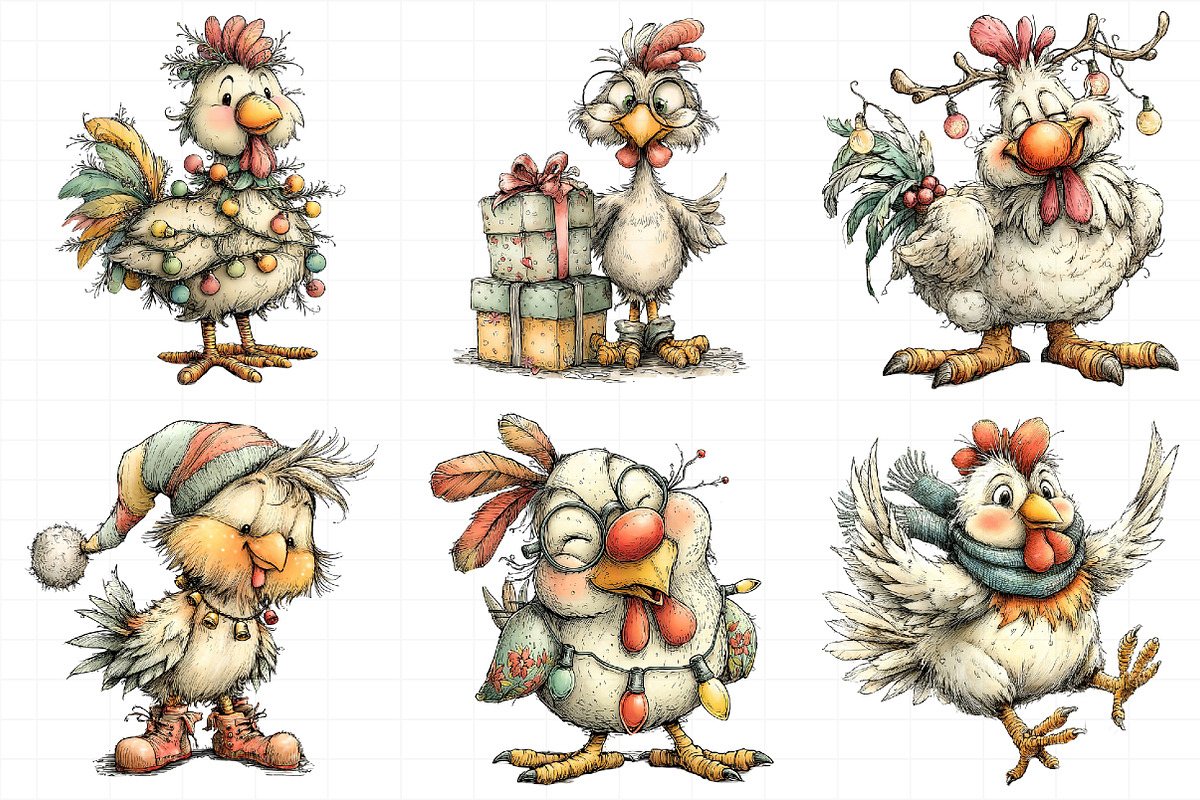 Funny Christmas Chicken Clipart, an Illustration by Daily.Designs (Photo 4 of 5)
