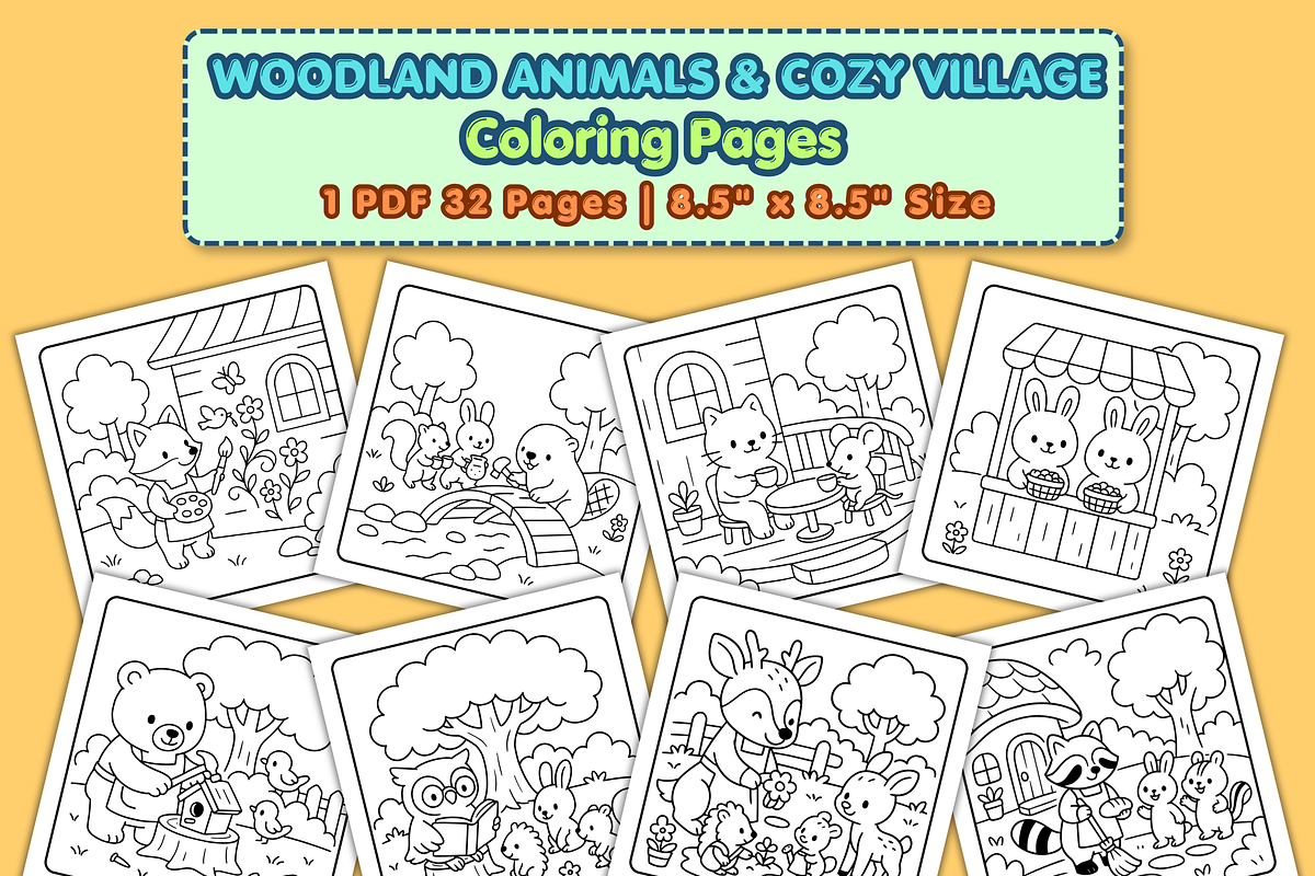 WOODLAND ANIMALS COLORING PAGES, an Animal Illustration by Vachira Digital Studio (Photo 4 of 4)