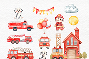 Fire truck watercolor Fire engine, a Transportation Illustration by Invite to Clipart (Thumbnail 3 of 5)