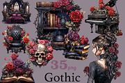 Gothic Clipart | Victorian Girl, a Person Illustration by GlamArtZhanna (Thumbnail 1 of 5)