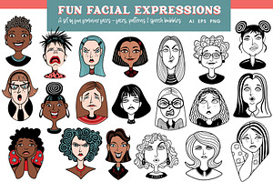 Fun Facial Expressions Vectors PNG