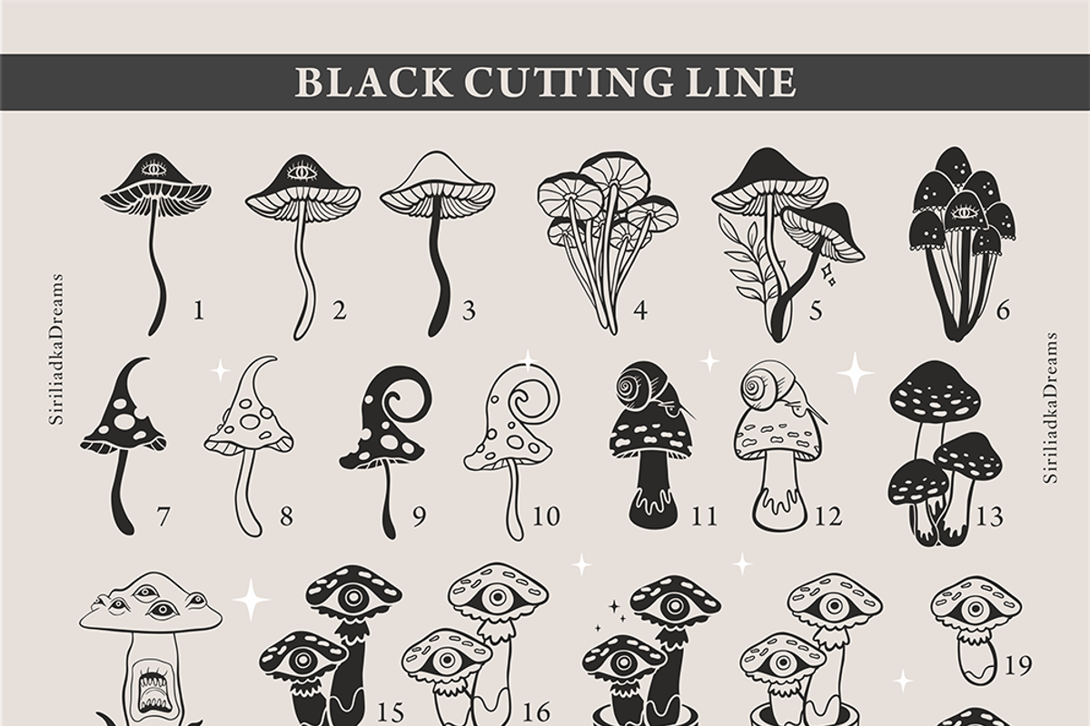Mushrooms and skulls silhouette cutt, an Illustration by Siriliadka Dreams (Photo 3 of 9)