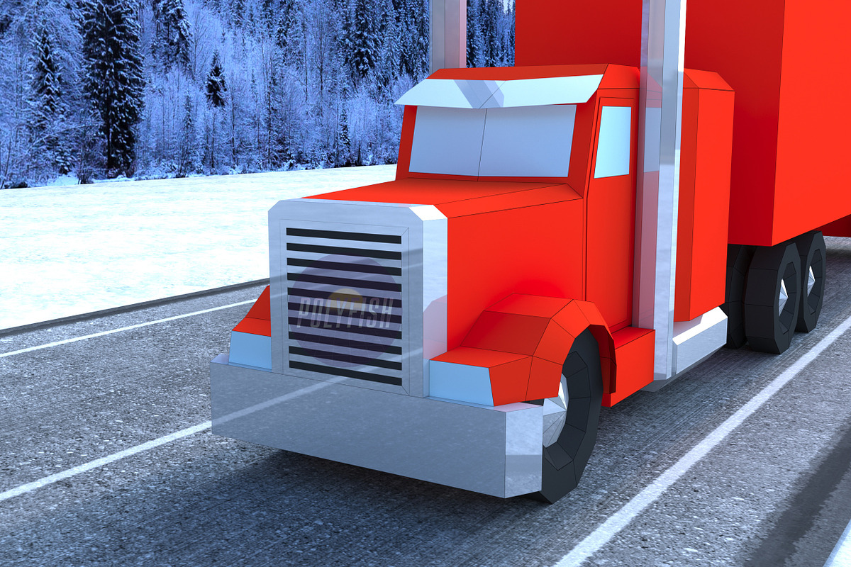 Christmas Truck 3D model template, a Templates & Theme by PolyFish (Photo 4 of 7)