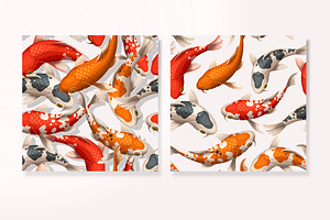 Koi Carps Seamless Patterns