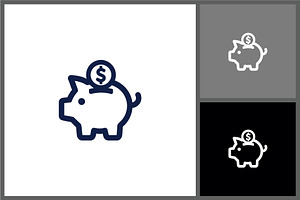 Piggy Bank Icon with Dollar Sign, a Branding & Logo Template by quadrazo