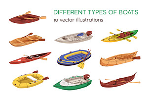 Different boats, water transport set, a Transportation Illustration by Good Studio