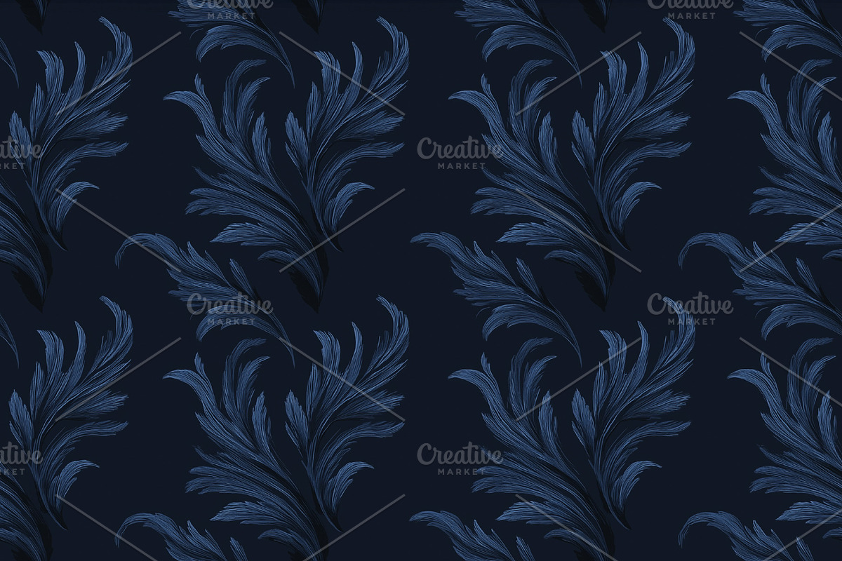 Seamless pattern dark blue ornate foliage pattern creating a lux, a Pattern Graphic by Studio ANNA