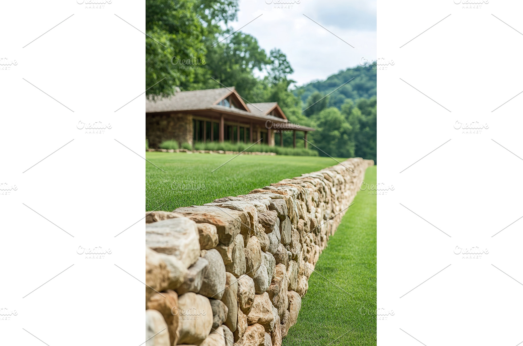 Rustic Stone Wall and House in, an Architecture Photo by Lermont51