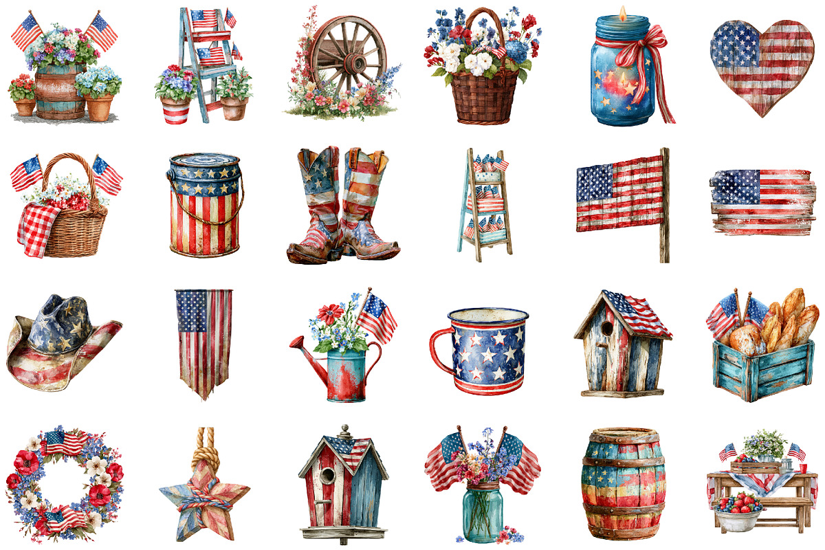 Rustic 4th of July Sublimation Clipa, a Decorative Illustration by designcity5 (Photo 2 of 5)