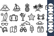 Summer Travel Icon Line Set, an Illustration by designvectx (Thumbnail 1 of 3)