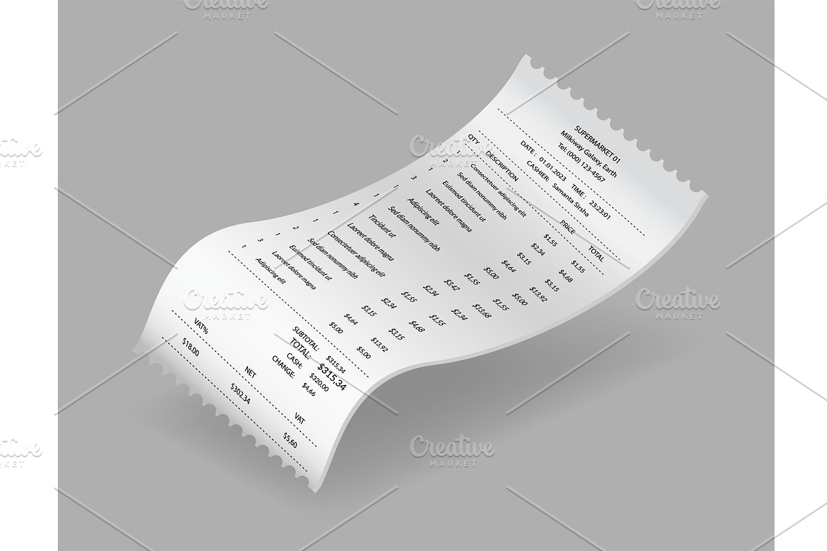 Payment check or receipts with, a Finance Illustration by the8monkey