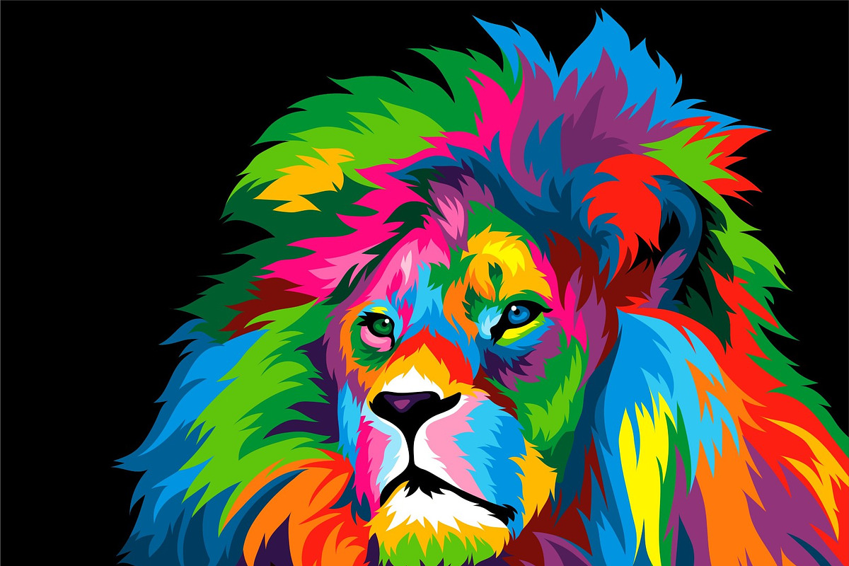 Lion colorful popart vector artwork, an Animal Illustration by weervector (Photo 2 of 2)