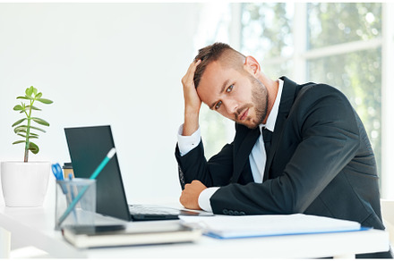 Stressed tired businessman, a Business Photo by Gladkov photography