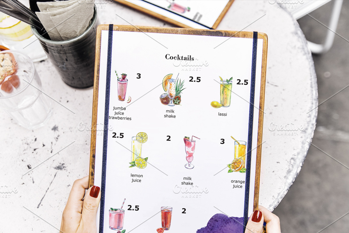 Watercolor drinks vector set, an Illustration by miminoshka (Photo 2 of 7)