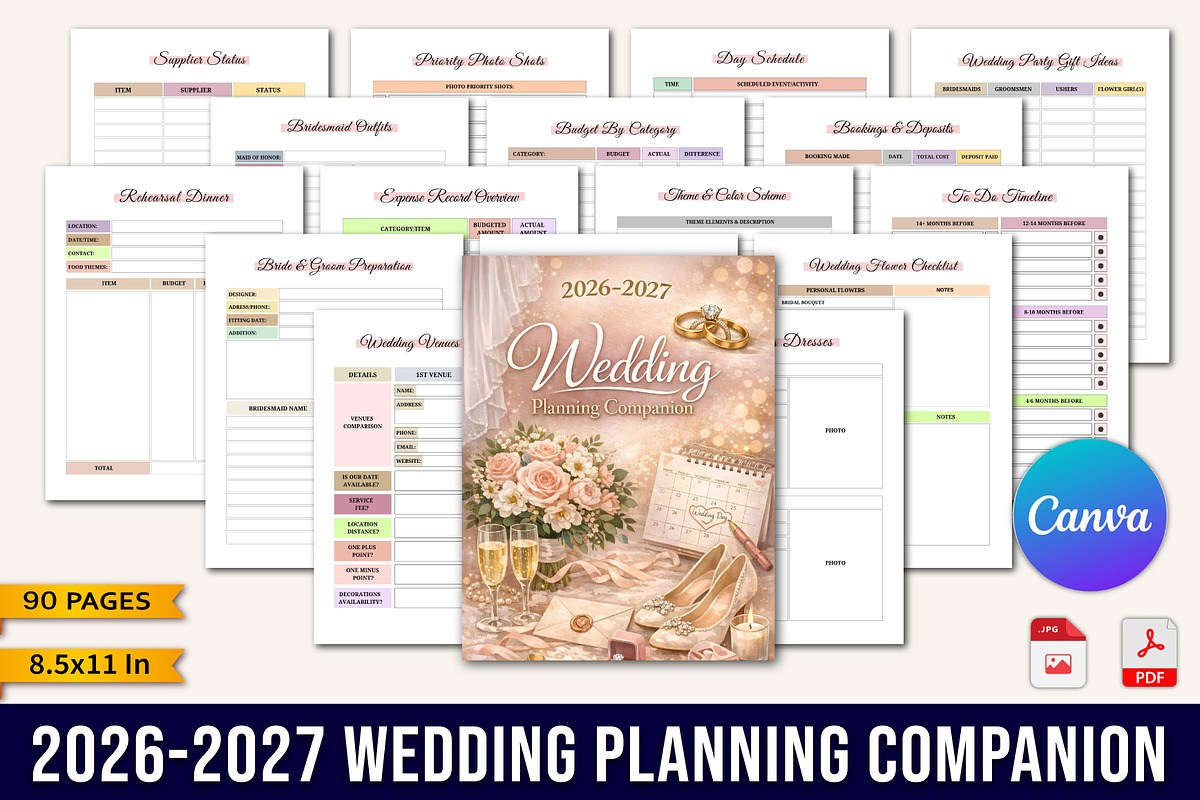 2026–2027 Wedding Planning Companion, a Stationery Template by Designmela01 (Photo 1 of 10)