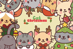 Cute Cat Christmas Sticker Set