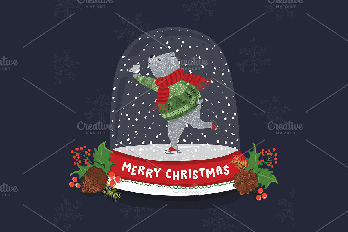 Cute Bear, Merry Christmas, New Year, an Animal Illustration by StudioLondon (Photo 2 of 3)
