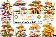 Watercolor Mushroom Clipart bundle, an Illustration by DreamCafeArt (Thumbnail 1 of 9)