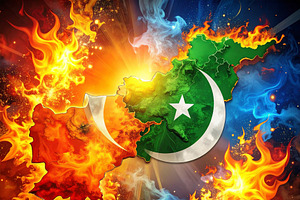 Pakistan and afganistant conflict conceptual illustarion, a Background Graphic by DanFLCreativo