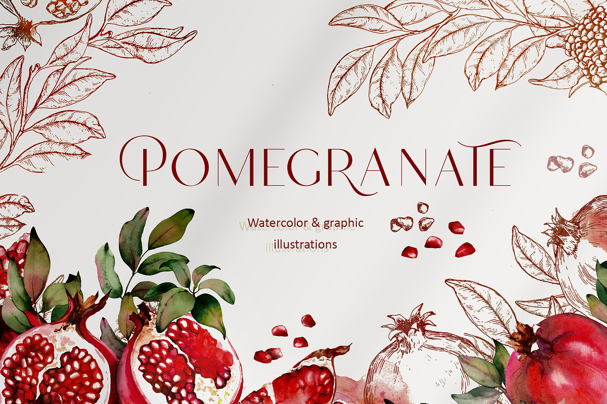 Pomegranate fruits, a Food Illustration by Jeanna Draw (Photo 2 of 10)