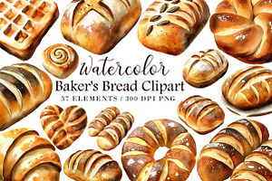 Watercolor Baker's Bread Clipart, an Illustration by Libby Wishes