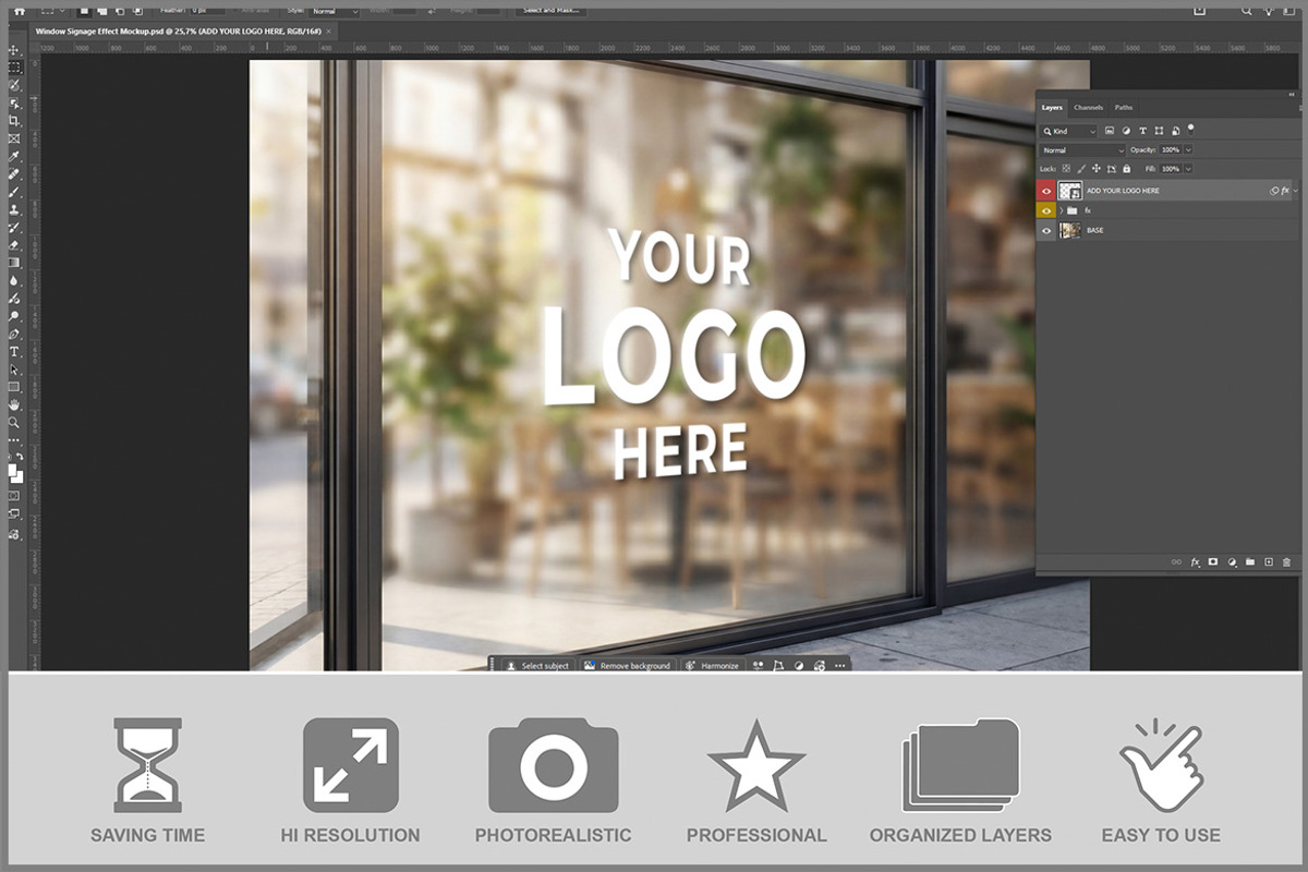 Window Signage Effect PSD
