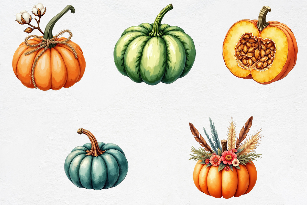 Fall Pumpkin Season Clipart, an Illustration by CrexoraLab (Photo 4 of 5)