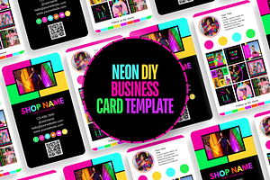 Neon QR Business Card Template