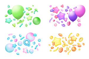 3d objects festive decoration, an Object Illustration by Lemberg Vector
