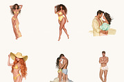 Watercolor Beach Romance Clipart, a Person Illustration by BusyDaydesign (Thumbnail 3 of 9)