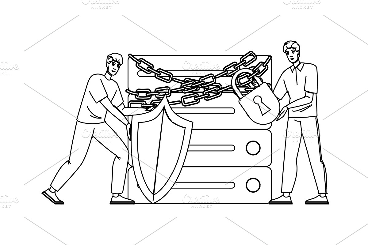 network cybersecurity server vector, a Technology Illustration by pikepicture