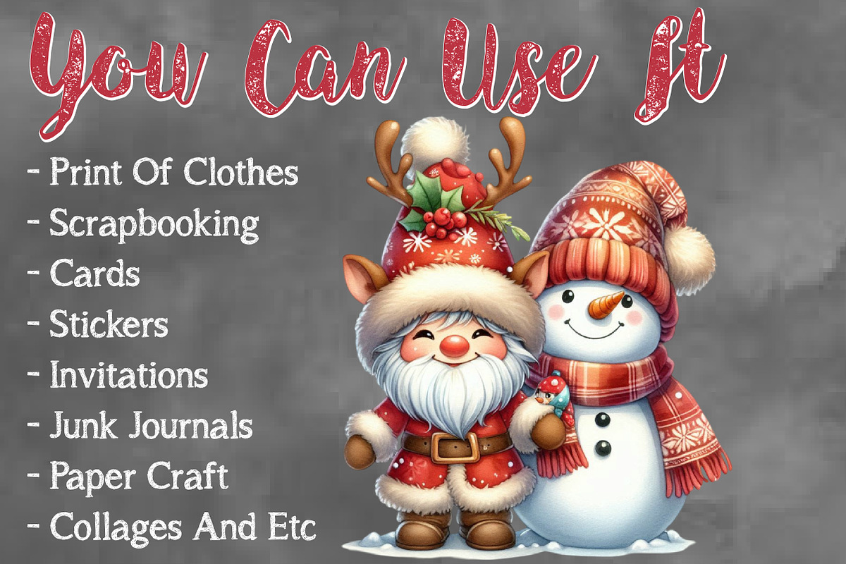 Christmas Santa With Snowman Clipart, a Seasonal Illustration by Craft Nest (Photo 5 of 5)