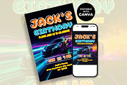 Race Car Canva Birthday Invitation, an Invitation Template by M9 Design (Thumbnail 2 of 4)