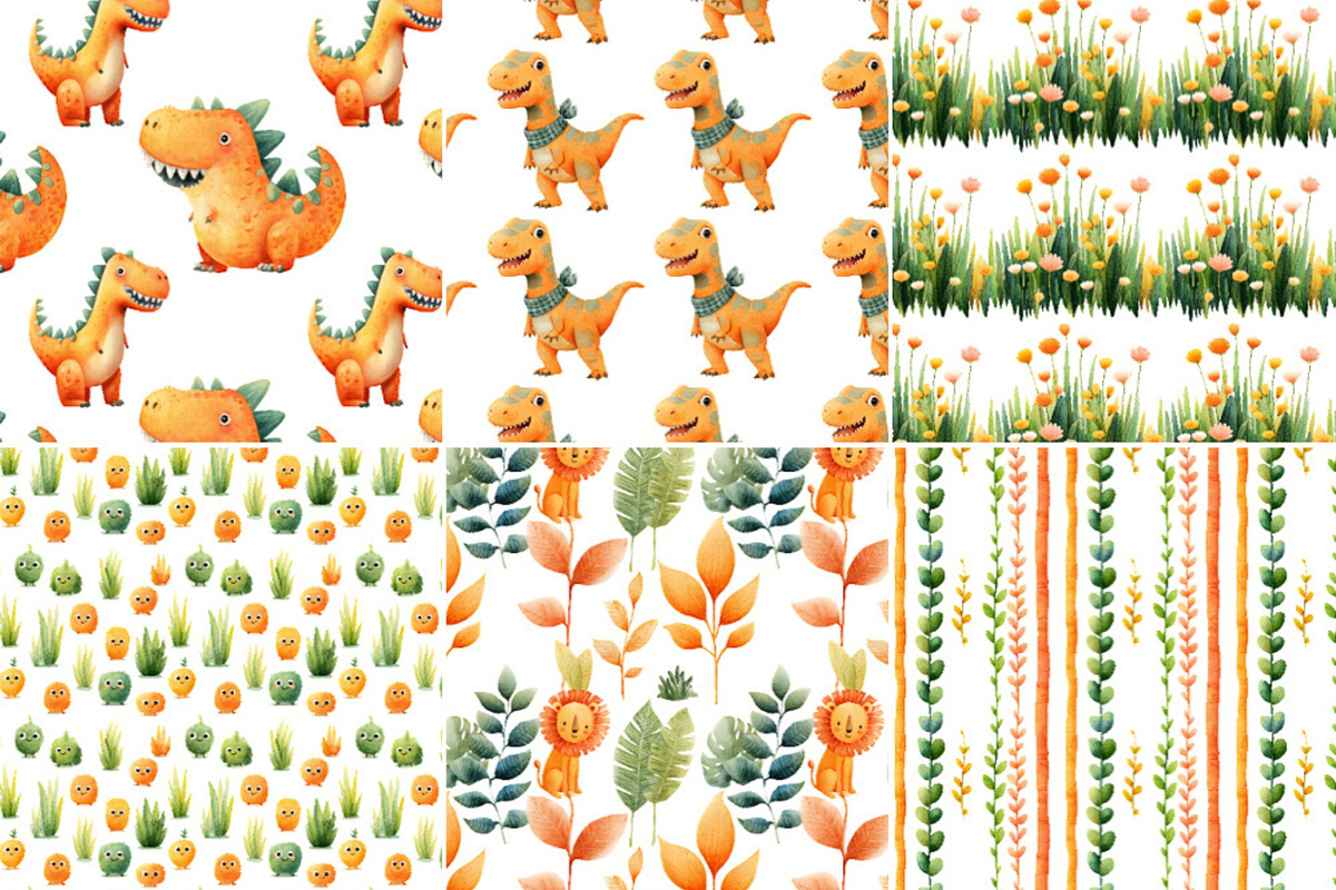 Cute Dinosaur Clipart + Patterns, an Animal Illustration by Nicole Branger Art (Photo 14 of 27)