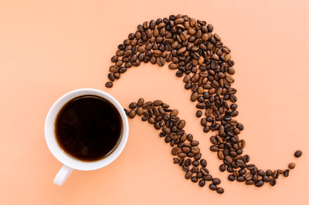 Coffee cup, beans steam shape, a Background Photo by Lenor4ik