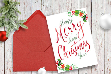 Christmas lettering card, a Card Template by Inna Vinchenko Designs