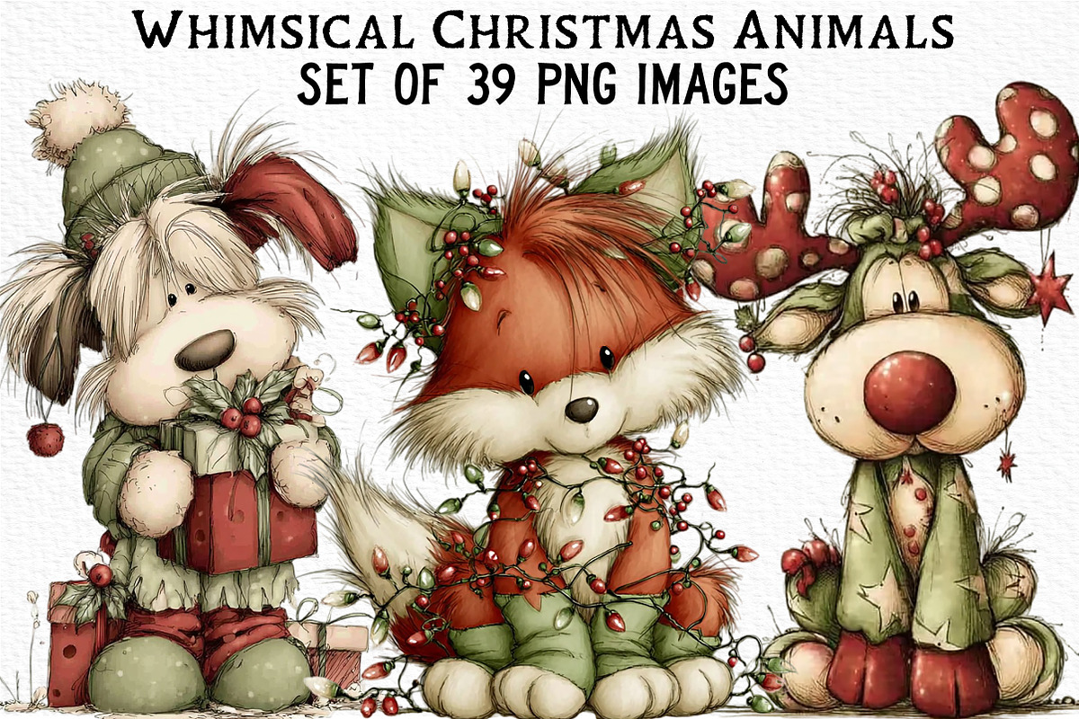 Whimsical Christmas Animals, an Illustration by Craft Nest (Photo 1 of 6)