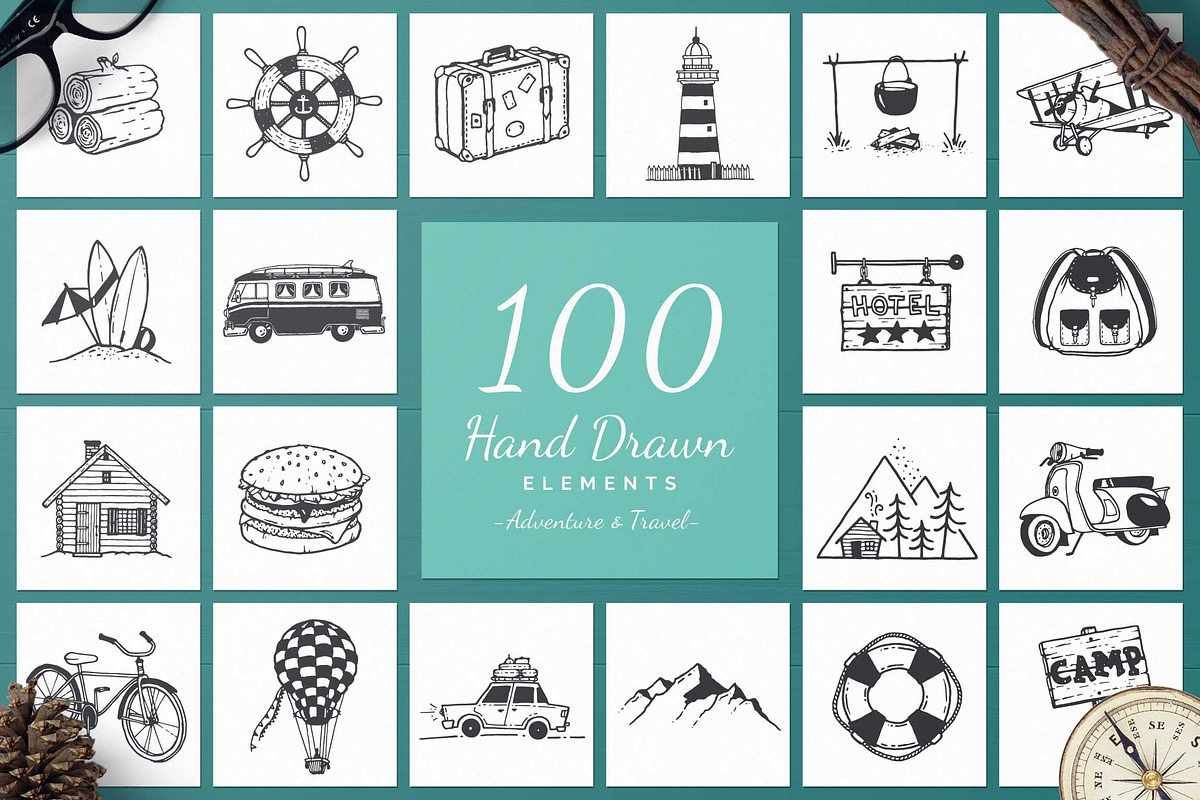 500 Hand Drawn Elements -Bundle-, an Animal Illustration by Michael Rayback Design (Photo 5 of 5)