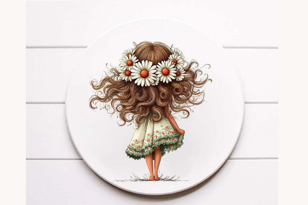 Whimsical Daisy Girls Clipart, an Illustration by Designworld (Photo 8 of 9)