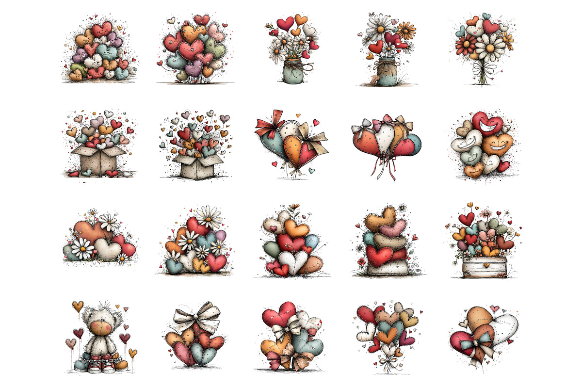 Whimsical Hearts Clipart, an Illustration by SinaCreation (Photo 2 of 11)
