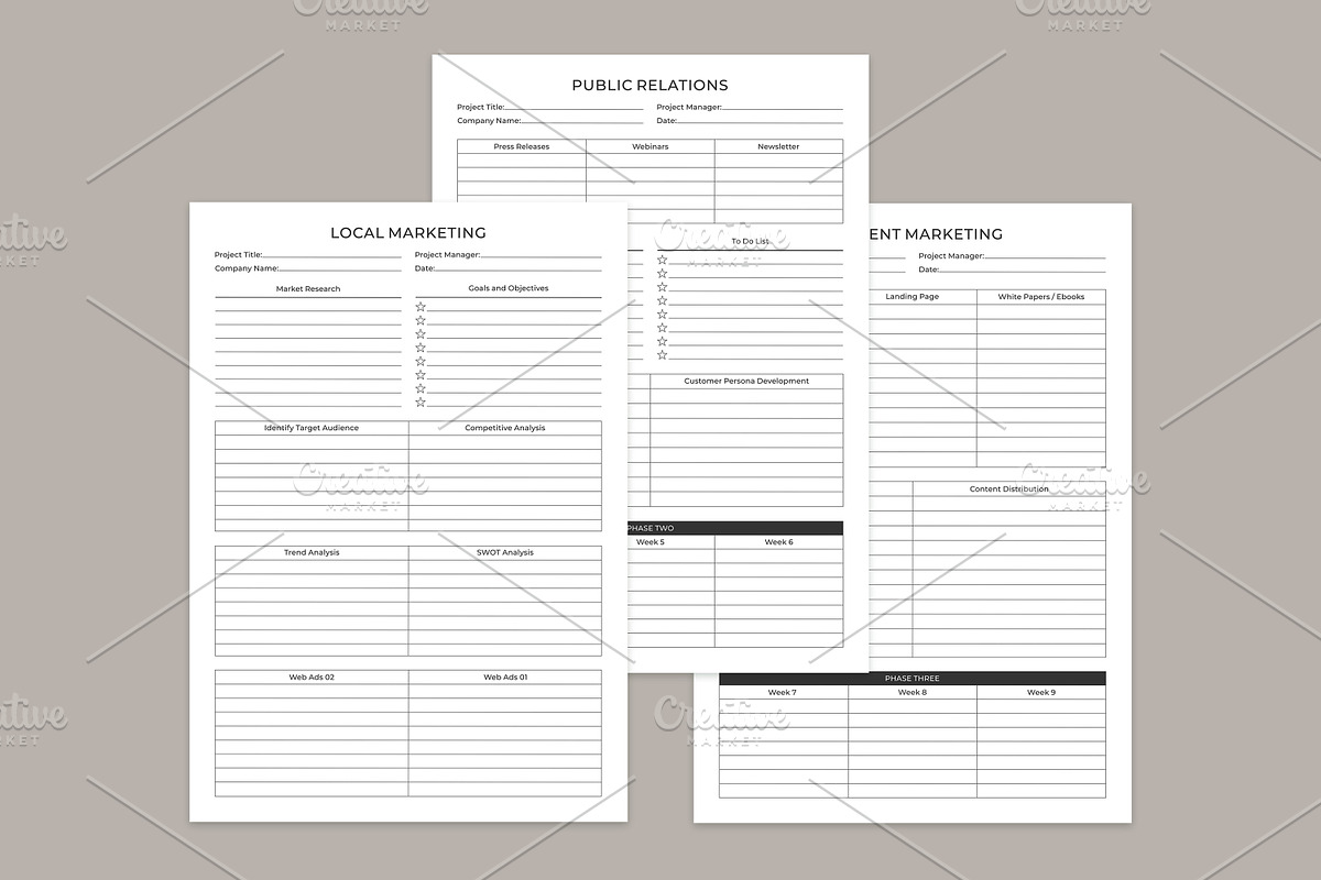 Marketing Planning Pages Set V-01, a Stationery Template by shahsoft (Photo 3 of 3)