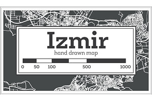 Izmir Turkey Map In Retro Style.