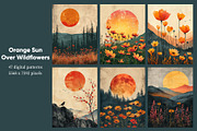 Orange Sun Over Wildflowers, a Decorative Illustration by Housui Patterns (Thumbnail 5 of 8)
