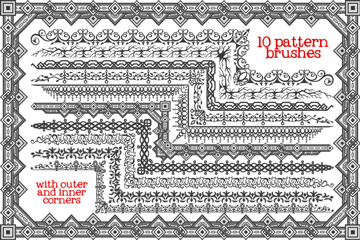10 ornate Illustrator brushes, a Brush Add-On by SHMEL_Studio (Photo 1 of 4)