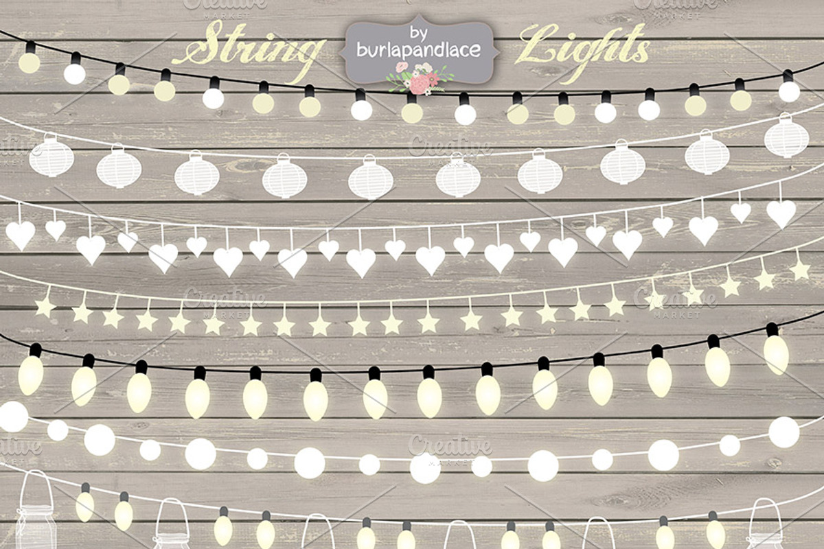 Vector String Lights Clipart, an Illustration by burlapandlace
